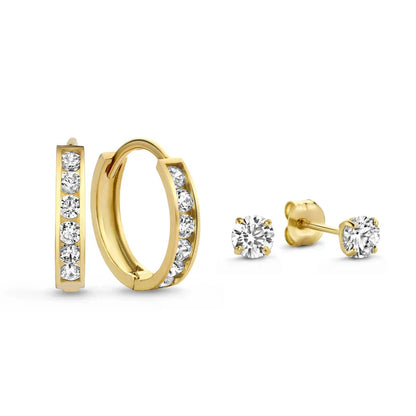 Dara Brillane Stone Earrings Set | White Gold