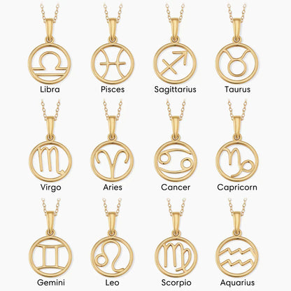 Zodiac sign necklace | White Gold