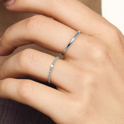Slim Dome Ring | White Gold
